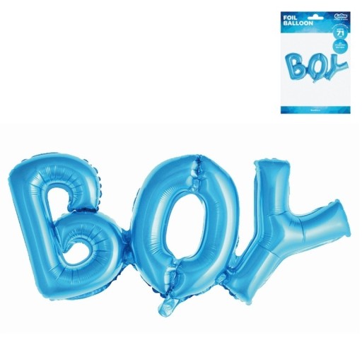 Zdjęcie oferty: Niebieski Balon Foliowy napis BOY chłopiec 71cm 