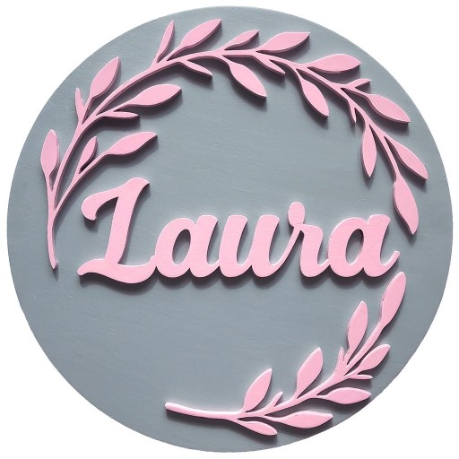 Zdjęcie oferty: Okrągła 3D tabliczka z imieniem dziecka "Laura"