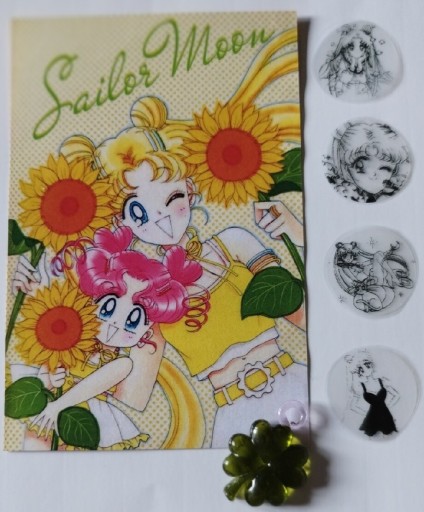 Zdjęcie oferty: Naklejki Sailor Moon + szklana koniczynka wisiorek
