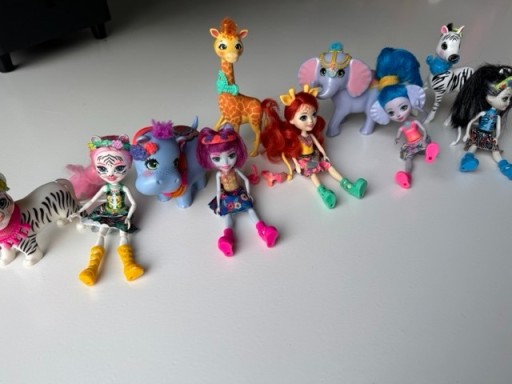 Zdjęcie oferty: Enchantimals 5 lalek duże zwierzątka zebra żyrafa słoń hipopotam tygrys