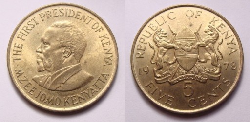 Zdjęcie oferty: Kenia 5 cents 1978 r. PIĘKNA!