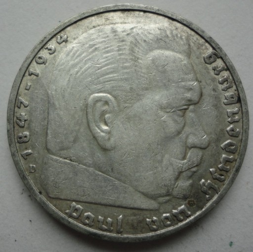 Zdjęcie oferty: 5 MAREK 1935 D HINDENBURG SREBRO