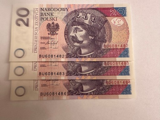 Zdjęcie oferty: Banknot 20 zł 2016, BU 6081482-84