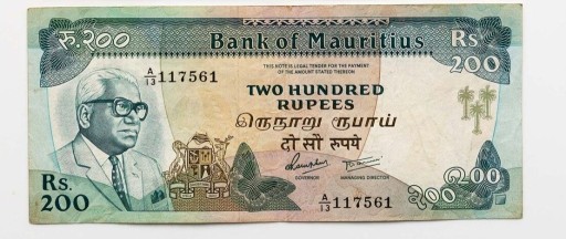 Zdjęcie oferty: Banknoty Mauritius 200, 100, 50 rupii b. rzadkie