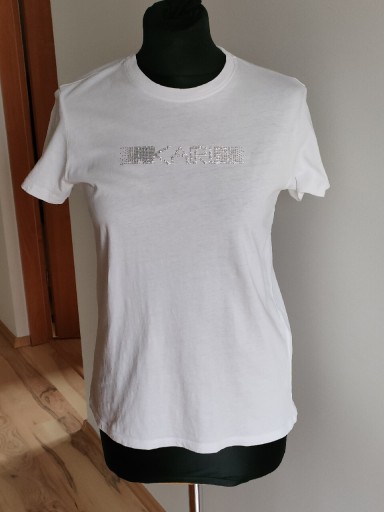 Zdjęcie oferty: Karl Lagerfeld damski biały t-shirt cyrkonie M 38