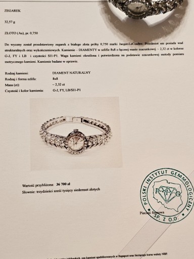 Zdjęcie oferty: Zegarek damski Jeager LeCoultre z białego zlota