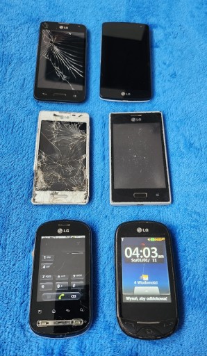 Zdjęcie oferty: Zestaw 6 uszkodzonych telefonów LG
