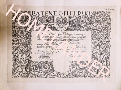 Zdjęcie oferty: Kawaleryjski Patent Oficerski 1935 Ignacy Mościcki