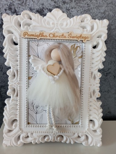Zdjęcie oferty: Aniołek w ramce Anioł Stróż makrama chrzest święta