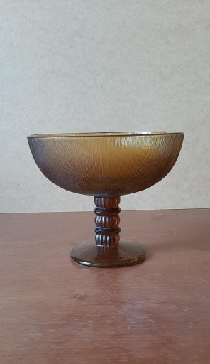 Zdjęcie oferty: Miodowa szklana patera na owoce Ludwik Fiedorowicz Ząbkowice | PRL