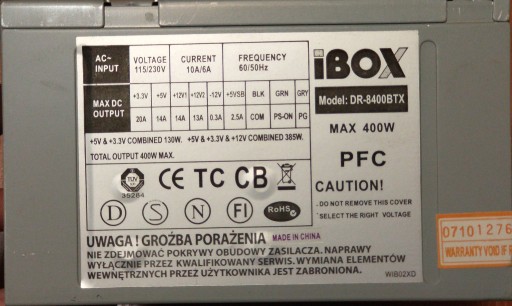 Zdjęcie oferty: ibox DR-8400BTX 400W ATX polska dystrybucja OEM