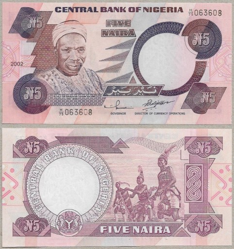 Zdjęcie oferty: Nigeria - 5 Naira 2002, P-24g, UNC