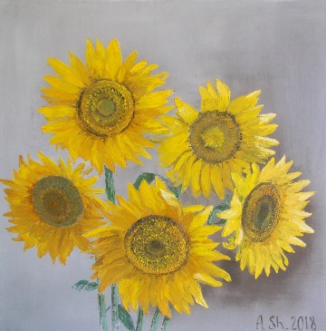 Zdjęcie oferty: Obraz farbą olejną na płótnie kwiaty słonecznika