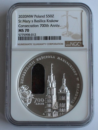 Zdjęcie oferty: Kościół Mariacki w Krakowie 50zł NGC MS70
