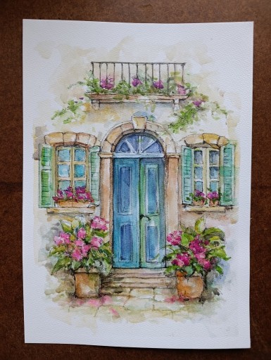 Zdjęcie oferty: Akwarela pt. „Ciepło lata na progu”- Obraz ręcznie malowany, dekoracja 