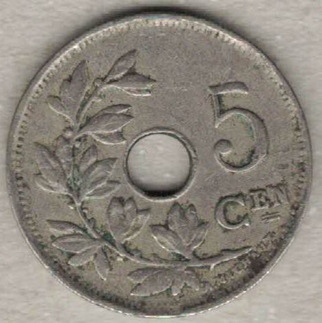 Zdjęcie oferty: Belgia 5 centymów centimes 1925 E 19 mm nr 1