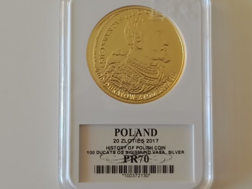 Zdjęcie oferty: Moneta 20 zł 2017r. 100 dukatów Zygmunta III. PR70