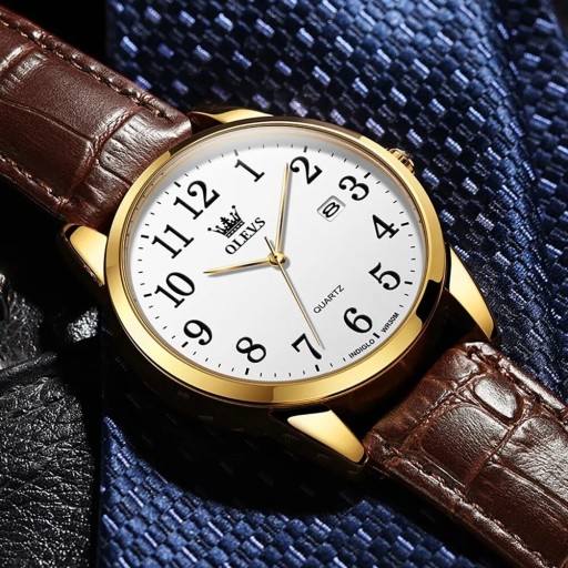 Zdjęcie oferty: Zegarek kwarcowy złoty Olevs 39mm brązowy pasek