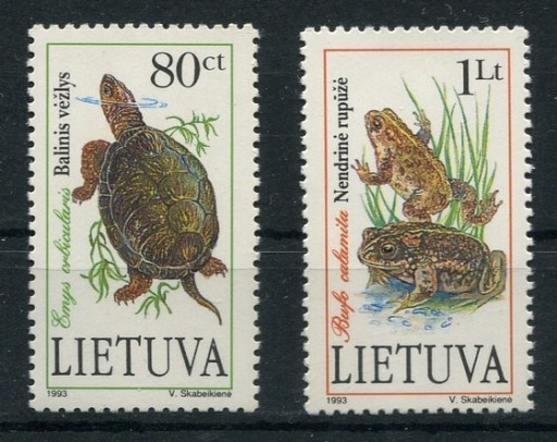 Zdjęcie oferty: Litwa 1993 Mi 545-6 **, Gady i płazy