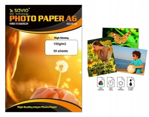 Zdjęcie oferty: Papier fotograficzny PA-03 A6 150g/m2 50szt błysk