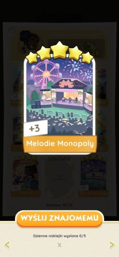 Zdjęcie oferty: MONOPOLY Go GO! naklejka karta 5* Melodie Monopoly