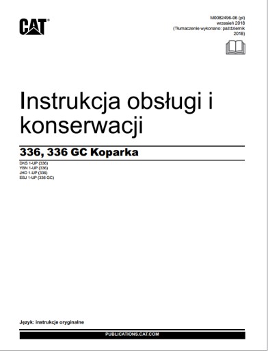 Zdjęcie oferty: Instrukcja obsługi  Caterpillar CAT 336 PL