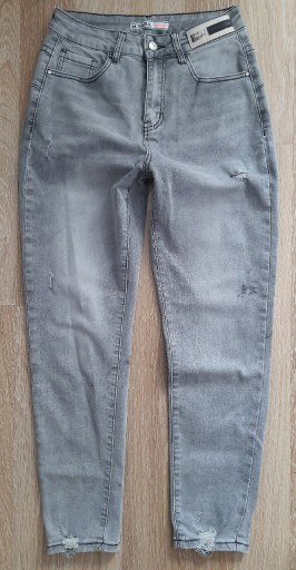 Zdjęcie oferty: Szare spodnie jeansy M SARA XS vintage przetarcia