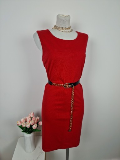 Zdjęcie oferty: Sukienka bez rękawów do kolan ołówkowa czerwona elegancka biurowa Camaïeu