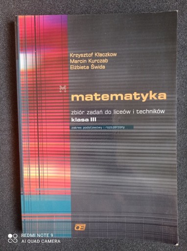 Zdjęcie oferty: Zbiór zadań Matematyka 2 Krzysztof Kłaczkow
