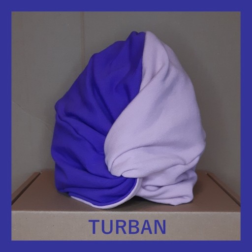 Zdjęcie oferty: Turban z dresówki, róż i fiolet - 56 cm 