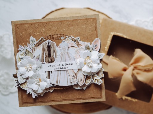 Zdjęcie oferty: Prezent kartka ślubna w pudełku boho ślub wesele