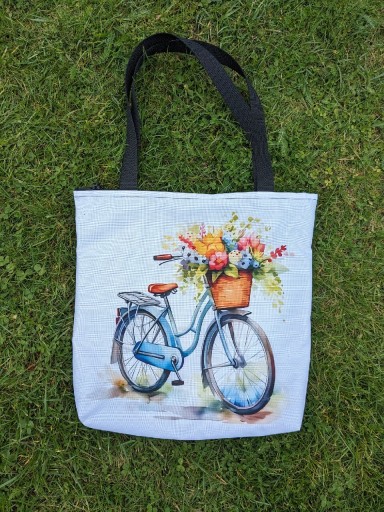 Zdjęcie oferty: Torba na zakupy shopperka rower kwiaty wodoodporna