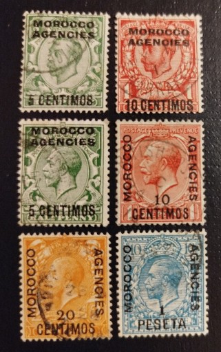 Zdjęcie oferty: Kol.ang. MAROKO: 1912/15r. Mi A101-A104; A106; A108. kas.