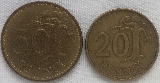 Zdjęcie oferty: Finlandia 20 i 50 pennia 1963, KM#47 i KM#48