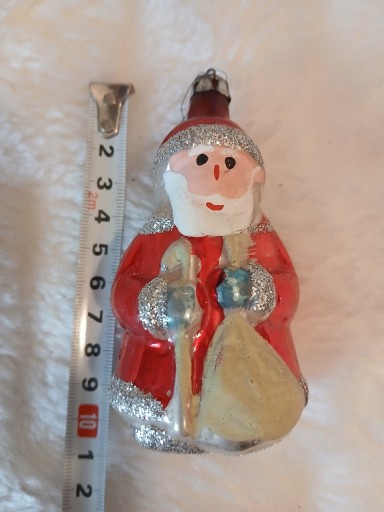 Zdjęcie oferty: Bombka choinkowa duża szklana stara PRL handmade ręcznie zdobiona