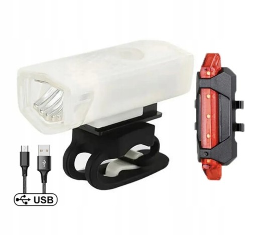 Zdjęcie oferty: Zestaw LED Tył Przód na USB Lampka Rowerowa 300lm