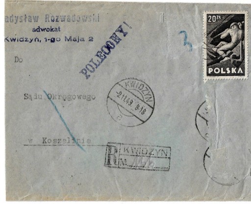 Zdjęcie oferty: Koperta z 1949r ze znaczkiem nr 440 z 1947r,