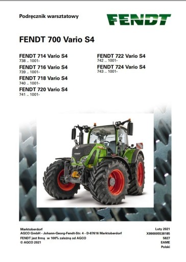 Zdjęcie oferty: Instrukcja Napraw FENDT Vario 720, 722, 724 S4