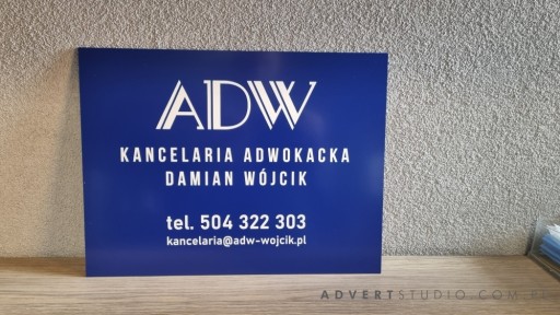 Zdjęcie oferty: Tabliczka kancelaryjna na drzwi Adwokat 40x30 cm