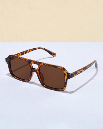 Zdjęcie oferty: Nowe modne uniseks prostokątne okulary przeciwsłoneczne w panterkę 