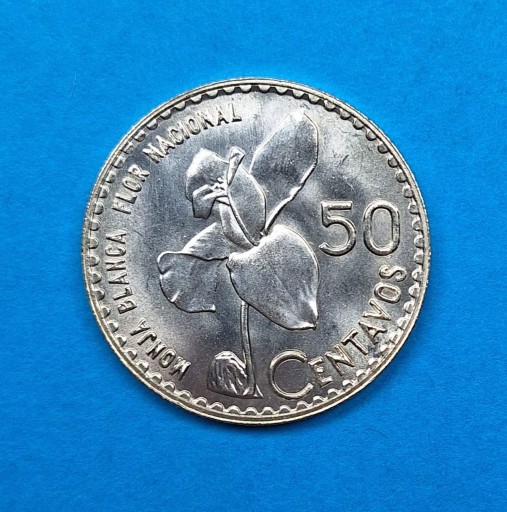 Zdjęcie oferty: Gwatemala 50 centavo 1962, piękny stan, Ag 0,720