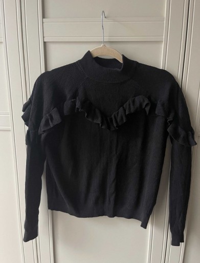 Zdjęcie oferty: Sweter wiskoza H&M rozmiar XS/34 czarny z falbanką
