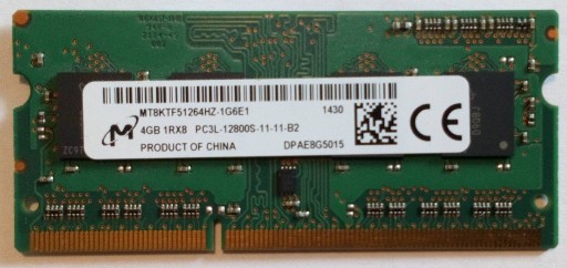 Zdjęcie oferty: RAM Micron 4GB DDR3L PC3L 12800S 1600MHz 1RX8