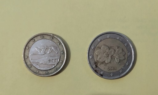 Zdjęcie oferty: Moneta 1 i 2 Euro Finlandia 2001 rok