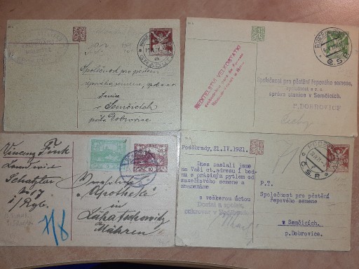 Zdjęcie oferty: siedem czechosłowackich kartek pocztowych 1919-192