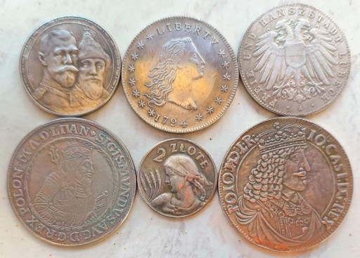Zdjęcie oferty: Stare Monety 6 Polska Niemcy USA Rosja Talar