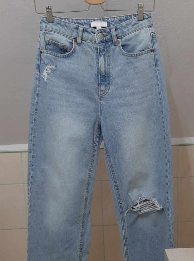 Zdjęcie oferty: Spodnie High waist mom jeans 36 S dżinsowa jasne
