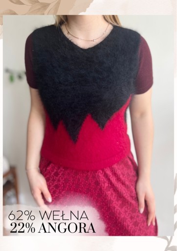 Zdjęcie oferty: Wełniana bluzka sweterek z krótkim rękawem vintage amor jackie collection s