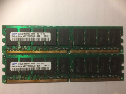 Zdjęcie oferty: 2x Pamięć RAM Samsung DDR2 2GB PC2-5300E-555-12-G3