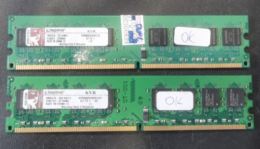 Zdjęcie oferty: Pamięć RAM DDR2 800 Kingston 2048MB (2GB) - 2x1